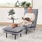 Modern Armless Accent Chair With Ottoman For Living Room-Grey
